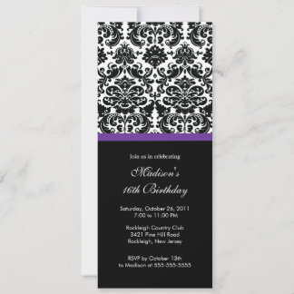 Trendy Damask 16 . Geburtstag Einladung zum Geburt