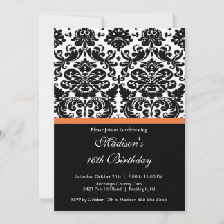 Trendy Damask 16 . Geburtstag Einladung zum Geburt