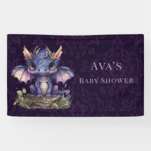 Trendy Damask Lila Dragon Girl Boy Registry