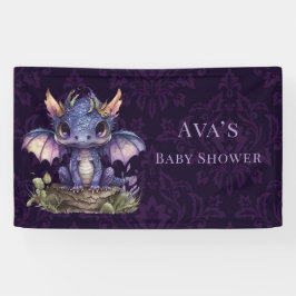 Trendy Damask Lila Dragon Girl Boy Registry Banner