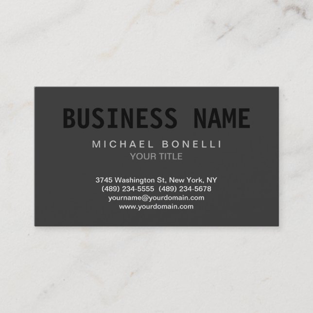 Trendy Dark Gray Black Out Stylish Business Card Visitenkarte (Vorderseite)