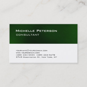 Trendy Dark Green White Modern Visitenkarte
