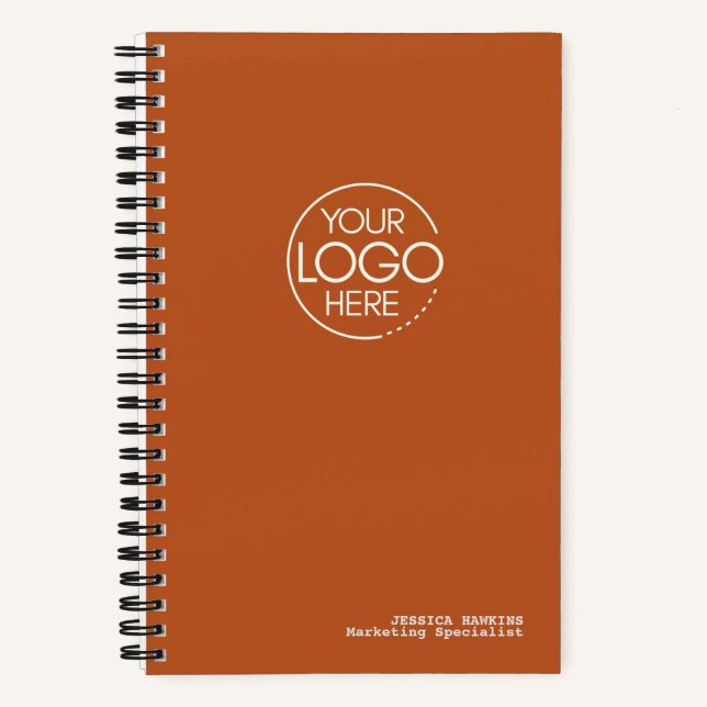Trendy Dark Pumpkin Orange Modern Logo Notizbuch (Vorderseite)