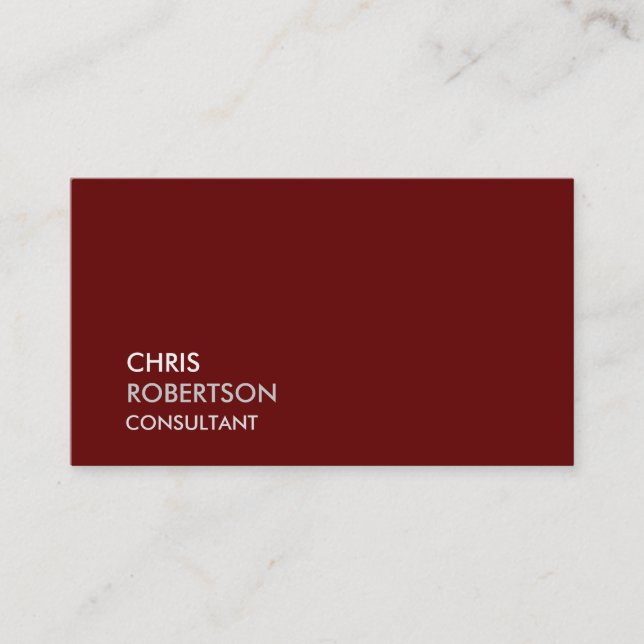 Trendy Dark Red Attractive Business Card Visitenkarte (Vorderseite)
