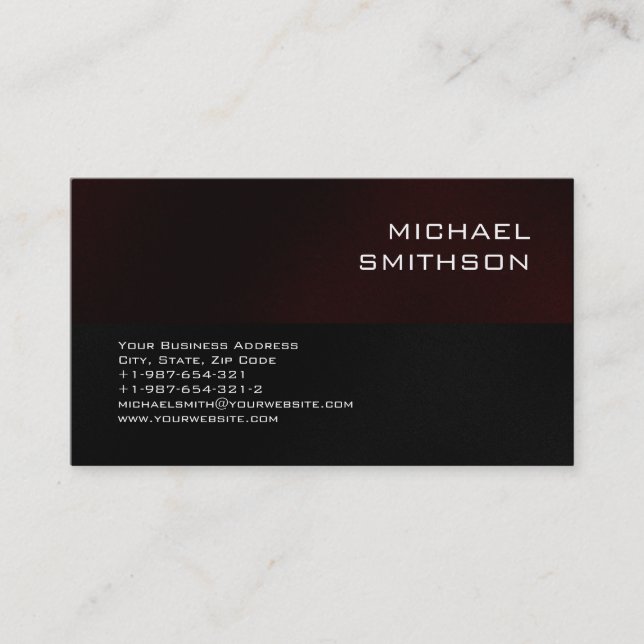 Trendy Dark Red Strip Black Gray Business Card Visitenkarte (Vorderseite)