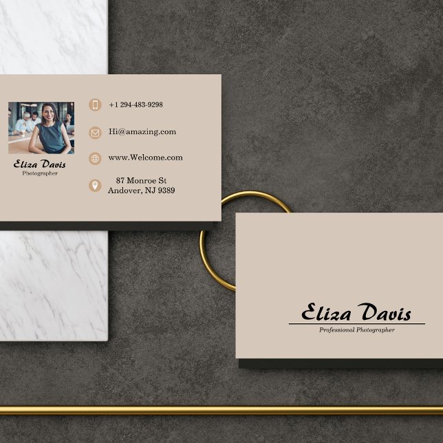 Trendy Dark Sand Business Card Visitenkarte (Von Creator hochgeladen)