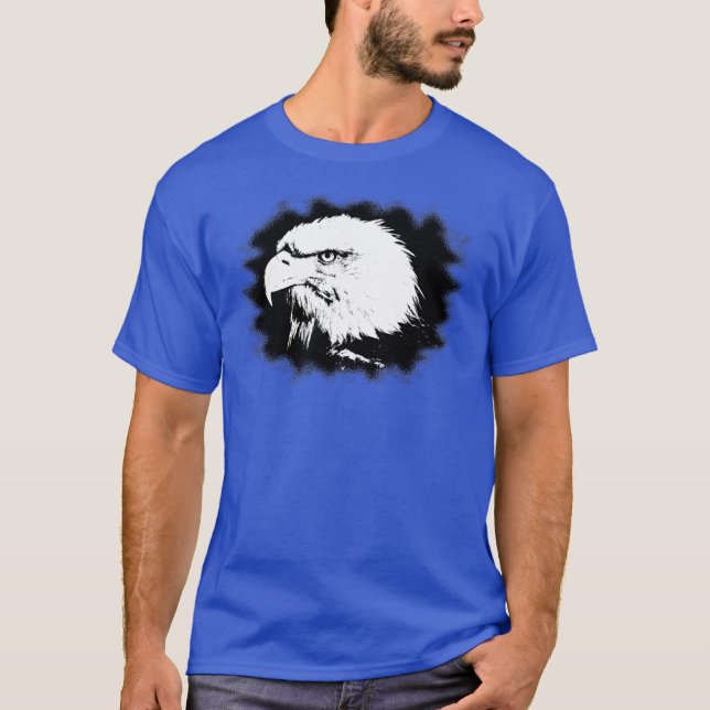 Trendy Deep Royal Blue Moderne Elegante Adler Leit T-Shirt (Vorderseite)