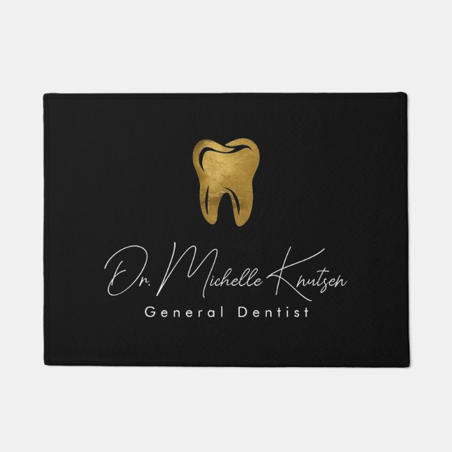 Trendy Dentist Beruflich Dental Black Gold Fußmatte (Vorderseite)
