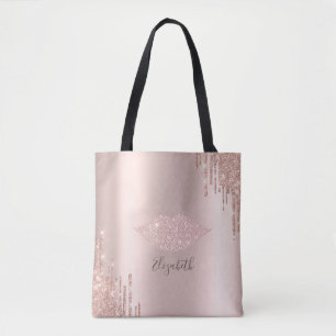 Trendy Diamonds Lips Rose Gold Glitter Tropfen 