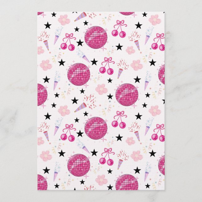 Trendy Disco Celebration Party Seamless Pattern Einladung (Vorderseite)