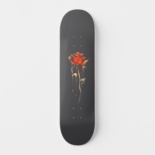 Trendy Distressed Grunge Rose Wide Skateboard (Vorderseite)