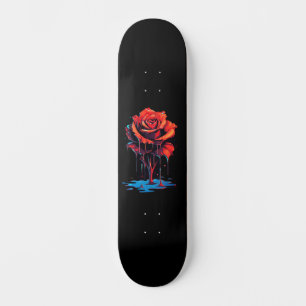 Trendy Distressed Grunge Rote Rose Skate Deck Skateboard