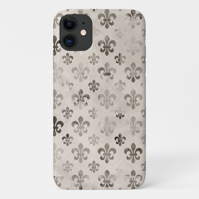 Trendy Distressed Silver Gray Lilie Pattern Case-Mate iPhone Hülle (Rückseite)