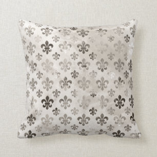 Trendy Distressed Silver Gray Lilie Pattern Kissen