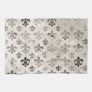 Trendy Distressed Silver Gray Lilie Pattern Küchentuch