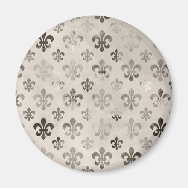 Trendy Distressed Silver Gray Lilie Pattern Magnet (Vorne)