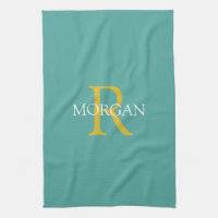 Trendy DIY Monogram & Name, Gold/White Text, Aquam