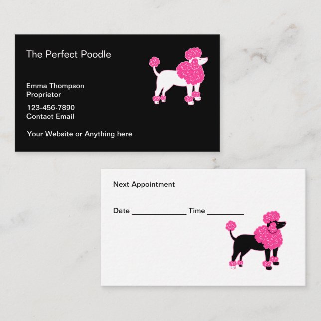 Trendy Dog Grooming Termin Business Cards Visitenkarte (Vorne/Hinten)