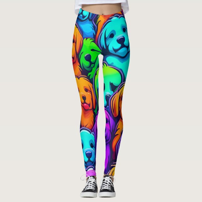 Trendy Dog Pattern für Pet Lovers Leggings (Vorderseite)