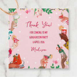Trendy Doodle Cheers to Grad Photo Thank You Card Geschenkanhänger