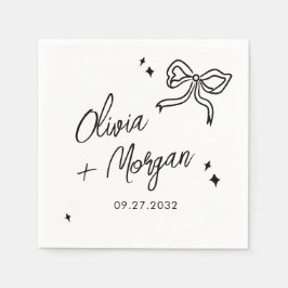 Trendy Doodle Script Ribbon Wedding Serviette