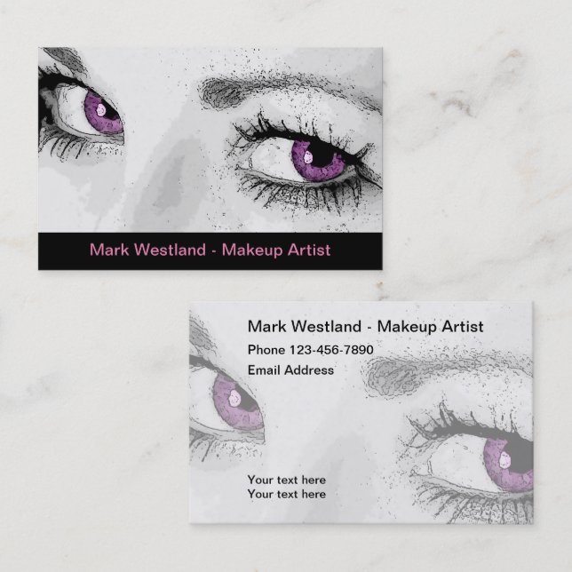 Trendy Double Side Makeup Artist Business Cards Visitenkarte (Vorne/Hinten)