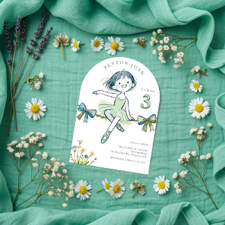 Trendy Dreamy Mint Ballerina Floral Birthday LPM26 Einladung