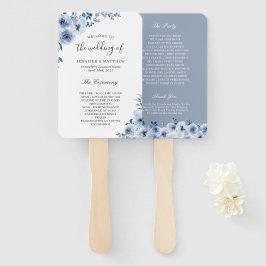 Trendy Dusty Blue Bohemisch Floral Wedding Program Fächer