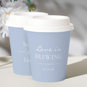 Trendy Dusty Blue Minimalistische Liebe Brauen Pappbecher