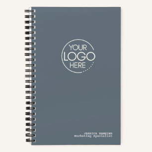 Trendy Dusty Blue Modern Logo Notizbuch