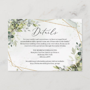 Trendy dusty green eucalyptus folien goldene Detai Begleitkarte