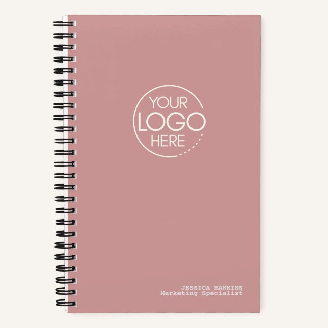 Trendy Dusty Rose Modern Logo Notizbuch (Vorderseite)