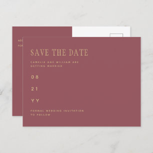 Trendy Dusty Rose Pink Gold Hochzeit SPAREN DAS DA Postkarte