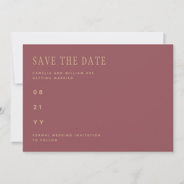 Trendy Dusty Rose Pink Gold Hochzeit SPAREN DAS DA Save The Date (Vorderseite)