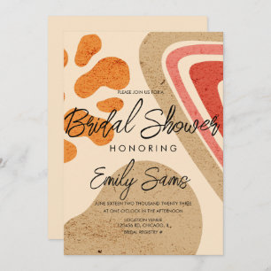 Trendy Earthy Tone formt Abstraktes Brautparty Einladung