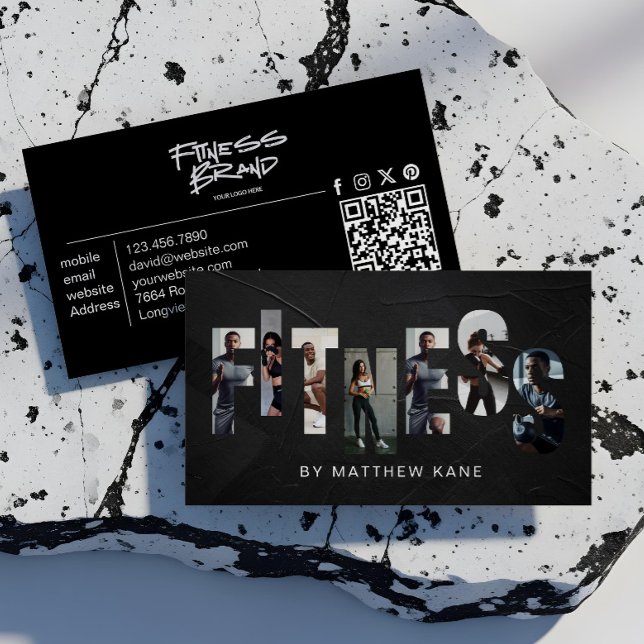 Trendy Edgy Personal Trainer Fitness Photo Letter Visitenkarte (Trendy Edgy Personal Trainer Fitness Photo Letter Business Card)