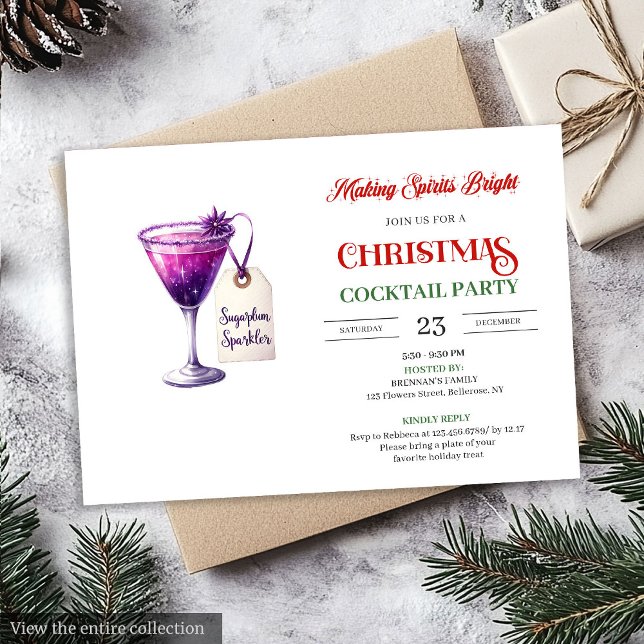 Trendy editable Christmas cocktails party invite Einladung (Trendy editable Christmas cocktails party invitation

)