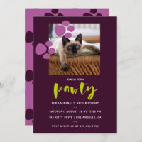 Trendy eggplant und lila Cat Birthday Party