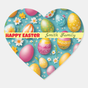 Trendy Eggs Easter Collection Herz-Aufkleber