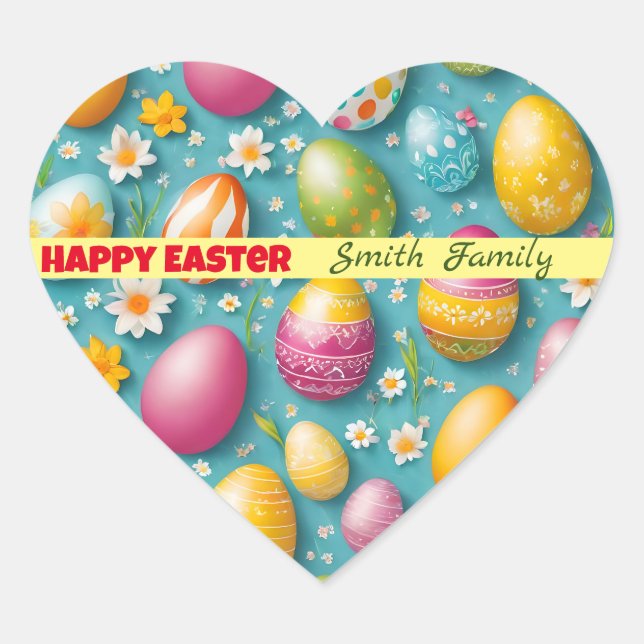 Trendy Eggs Easter Collection Herz-Aufkleber (Vorderseite)