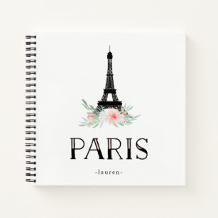 Trendy Eiffelturm und Blume in Rosa   Paris Notizbuch