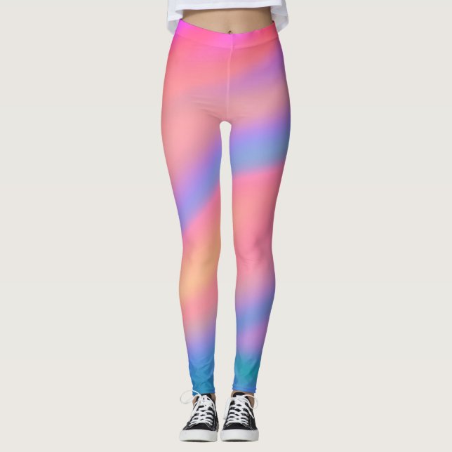 Trendy Einzigartig Pink Blau abstrakte Wellen Leggings (Vorderseite)