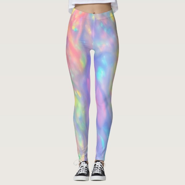 Trendy Einzigartige farbige Imitate holografische  Leggings (Vorderseite)