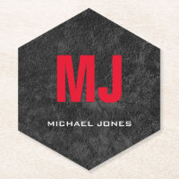 Trendy einzigartige graurote Monogramm Ihr Name