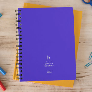 Trendy Electric Blue Modern Monogram Weekly Planer