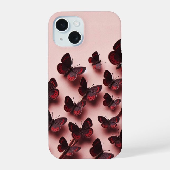 Trendy & Elegant Butterflies Design iPhone 15 Fall Hülle (Rückseite)