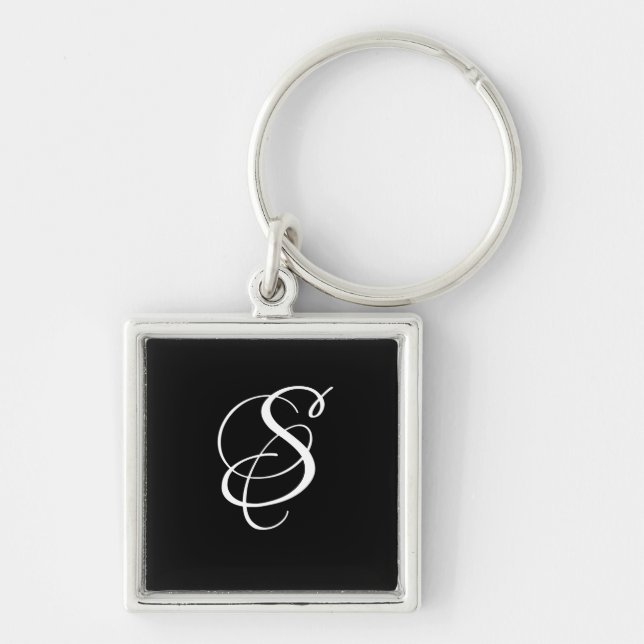 Trendy Elegant DIY Script Monogram/Black Schlüsselanhänger (Vorne)