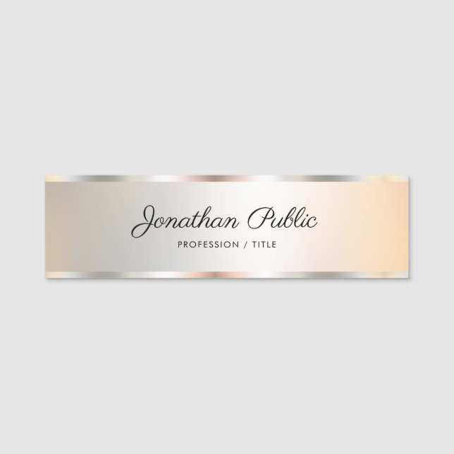 Trendy Elegant Employee Member Calligraphy Script Namensschild (Vorderseite)