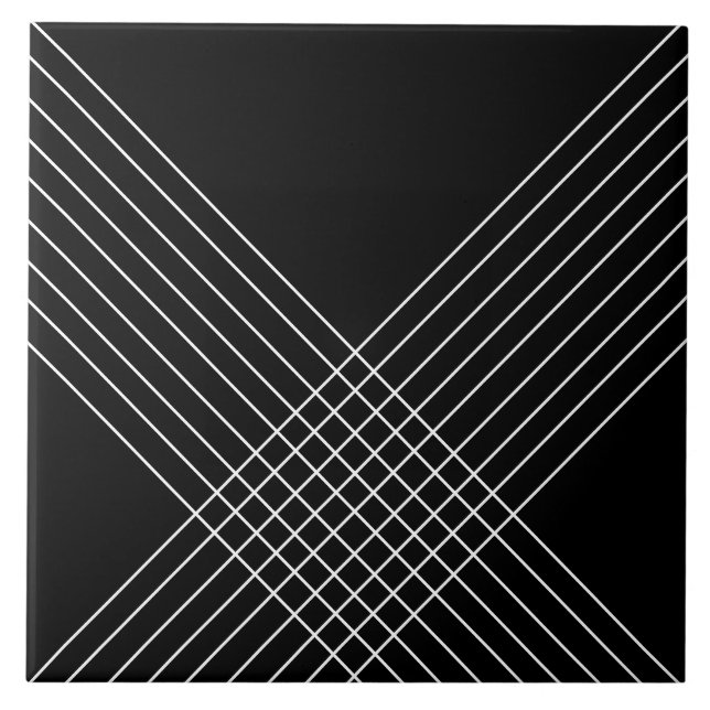 Trendy Elegant Geometric auf schwarz Fliese (Vorderseite)