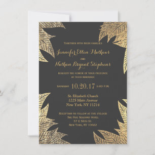 Trendy Elegant Gold Imitate Gezeichnet Leaf Muster Einladung